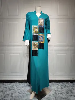 Fas Abaya Dubai Kaftan Kadın Müslüman Başörtüsü Elbise Eid Ramazan Sequins Kaftan Türkiye Parti Kıyafeti İslam Giyim Afrika Elbiseler