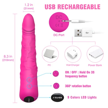 G-Spot Yapay Penis Vibratör Silikon Su Geçirmez 9 Modları Vibrador Klitoris Masajı Kadın Masturbator Seks Oyuncakları Kadın için