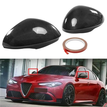Gerçek Karbon Fiber Araba Kapı Yan Ayna Kapağı dikiz aynası Kapağı Alfa Romeo Giulia Quadrifoglio 2017-2021