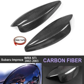 Gerçek Karbon Fiber Araba Ön Far Kaş Göz Kapağı Kapak Subaru Impreza WRX STı 2002-2003 ıçin Far Lambası Kaş