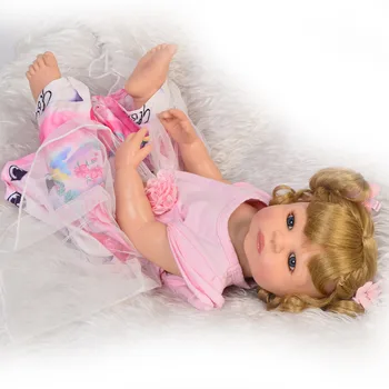 Gerçek Kız Bonecas Reborn Bebekler Bebekler Satılık Silikon Vinil Baby Doll Oyuncaklar Gerçekçi sarı saç prenses 55 cm Çocuk bebe hediye