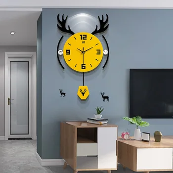 Geyik kafası saat duvar saati oturma odası ev moda modern minimalist yaratıcı kişilik sanat çevrimiçi ünlü saat duvar saati