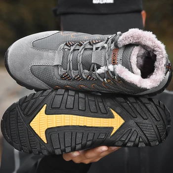 GNORNIL Marka Erkek Botları Kürk 2020 Kış Sıcak Açık günlük erkek ayakkabısı kaymaz Kauçuk Peluş Erkek Kar Botları Artı Boyutu 38-46