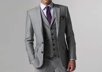 Gri Sharkskin Damat Takım Elbise Custom Made Gri İki Ton Dokuma Düğün Takımları Erkekler İçin, Ismarlama Vintage Gri Ceket Gri Düğün Smokin