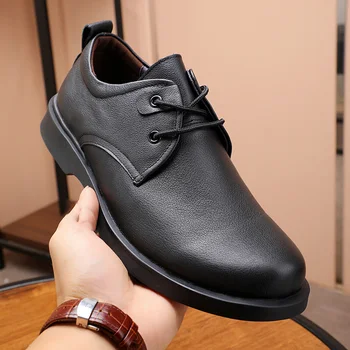 Hakiki Deri Erkek Ayakkabı erkek lüks ayakkabı erkek tasarımcı ayakkabı sonbahar kış İngiliz retro erkek ayakkabı ınek derisi erkekler rahat ayakkabılar