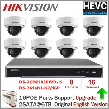 Hikvision 16CH 4 K Ağ POE NVR Kiti CCTV Güvenlik Sistemi 8 adet 8MP Dome Açık IP Kamera IR Gece Görüş Gözetim Seti