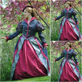 HistoricalR-197 19 yüzyıl Vintage kostüm 1860 S Victoria Lolita / İç Savaşı Southern Belle Topu Cadılar Bayramı elbiseler Tüm boyutu