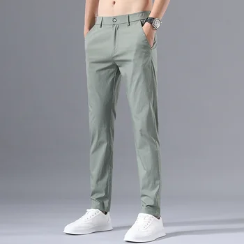 Ince Kore Tarzı Takım Elbise Pantolon Düzenli Fit Casual Erkek Pantolon Eğlence Elastik Bel Pantolon Erkek Giyim 2022 Yaz