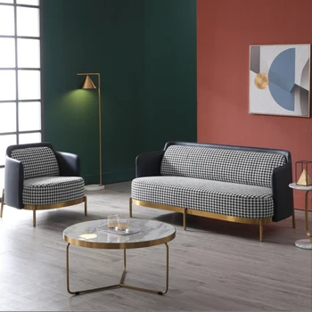 Iskandinav arka arkaya tek kanepe sandalye paslanmaz çelik kombinasyonu kanepe otel modeli odası şezlong