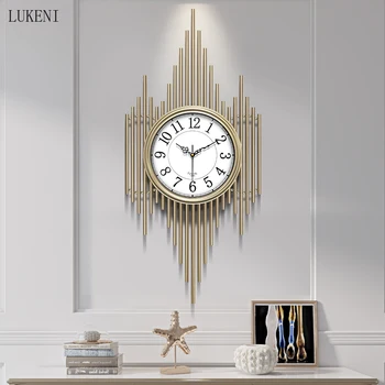 Işık lüks saat yaratıcı dekorasyon saati Modern moda oturma odası duvar Atmosferik Kişilik Ev Sanat iskandinav duvar saati