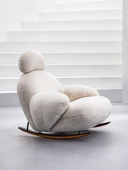 İskandinav Yumuşak Çanta Ev Oturma Odası Yatak Odası Sevimli Beyaz Sallanan Sandalye Kanepe Sandalye