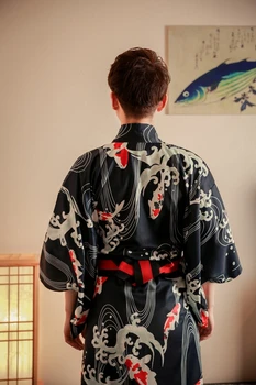 Japon Standart Kimono resmi Samuray Asya geleneksel bornoz Siyah Adam Japon Kimono Çiçekli Vintage Akşam Elbise