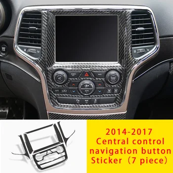 Jeep Grand Cherokee 14-17 için karbon fiber Merkezi kontrol navigasyon düğmesi Sticker 7 adet