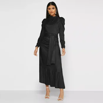 Kadın Robe Musulman De Moda Vestidos Eid Abaya Dubai Türkiye Müslüman Moda Başörtüsü Elbise Kaftan İslam Giyim Afrika Elbiseler