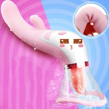Kadın vibratör meme dil yalama Emme masaj klitoris Anal stimülatörü ısıtma yapay penis Masturbator kadın seks oyuncakları yetişkin
