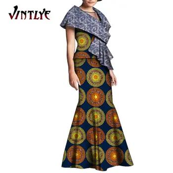 Kadınlar için afrika Giysi Ankara Fashon Lady Abiye giyim 2 Adet Set Afrika Etek ve Üst Set Dashiki Kadın Kıyafeti Wy5982