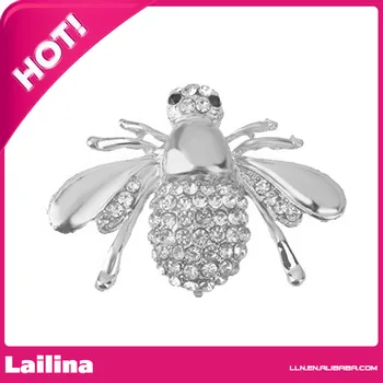 Kadınlar için güzel küçük bal arısı elmas taklidi broş Pin gümüş