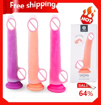 Kadınlar için seks oyuncakları ürünleri klitoris enayi penis çift katmanlı silikon yapay penis ile yumuşak dışında ve sert içinde