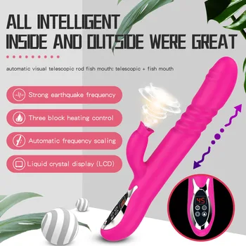 Kadınlar için vibratörler Sokmak ısıtma yapay Penis G Spot Titreşim Klitoris simülatörü Dil yalama Displayer ile Yetişkin için Seks Oyuncak