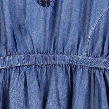 Kadınlar İçin Elbise 2021 Yuzi.mayıs Boho Yeni Denim Kadın Yaz Elbiseler Vintage Nakış O-Boyun Batwing Kollu Vestidos A82317
