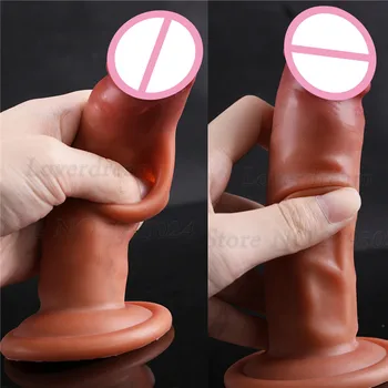 Kadınlar İçin seks Oyuncakları Vajina Masturbator Sünnet Derisi Sürgülü Büyük Yapay Penis Cilt Duygu Gerçekçi 17 cm Penis Erkek Dick Vantuz İle