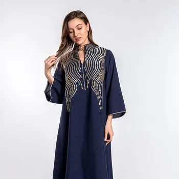 Kaftan Müslüman Kadınlar Nakış Arapça çarşaf İslami Giyim Ramazan Dubai Parti Akşam uzun Elbise Türkiye Orta Doğu Moda