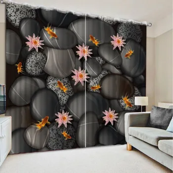 Karartma 3D Taş çiçek Perdeleri Polyester kalınlığı 3D Pencere Perdeleri Yatak Odası Mutfak Perdeleri Ev Dekor İçin