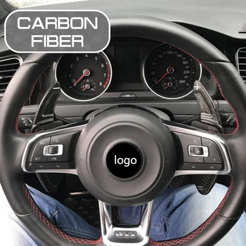 Karbon Fiber Araba Direksiyon Uzatın Paddle Shifters Kapakları Araba Çıkartmaları VW Golf 7 İçin VW Scirocco 2016 İçin