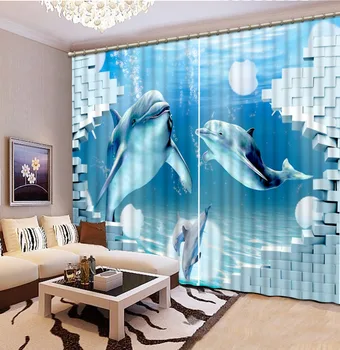 Kitchem Perdeleri 3D Perdeler Yunus Modern Oturma Odası yatak odası dekoru Karartma Perdeleri için