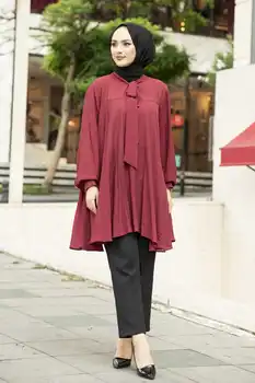 Kravat tunik bordo kış sonbahar 2021 müslüman kadınlar başörtüsü başörtüsü İslam türkiye ile dairesel