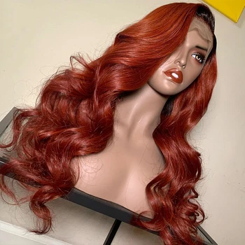 Kırmızı Dantel Ön insan saç Peruk Ombre Renk Dantel Kapatma Peruk Ile Kadınlar Için Bebek Saç Dalgalı Dantel ön peruk Tutkalsız Brezilyalı Remy