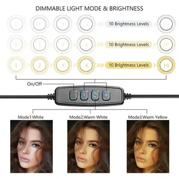 Kısılabilir LED halka ışık Lambası Tripod Sopa, Makyaj ve telefon tutucu Samsung H uawei Kamera / Telefon Video Çekim Lambası Selfie