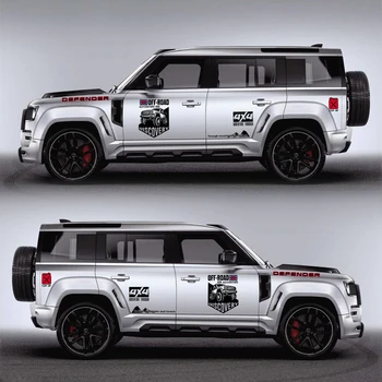Land Rover Defender için Modifiye Off-Road 4X4 Araba Kapı Sticker Geçiş Sticker Siyah Tam Araba Sticker Hediye Adam Malzemeleri