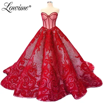 Lowime Kabarık Uzun Gelinlik Modelleri Yeni Kırmızı Pist Ünlü Elbiseleri Düğün Parti Elbise Aplike 2022 Artı Boyutu Abiye giyim