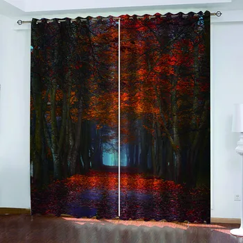 Lüks Karartma 3D Pencere Perdeleri Oturma Odası Yatak Odası orman perdeleri Dekorasyon perdeleri