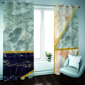 Lüks Karartma 3D Pencere Perdeleri Oturma Odası Yatak Odası İçin mermer perdeler Karartma perdesi