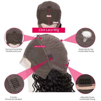 Malezya Derin Dalga Dantel Peruk İnsan Saç Peruk Siyah Kadınlar Için Derin Dalga 13x4 4x4 Dantel Kapatma Peruk Ön-koparıp Saç Çizgisi