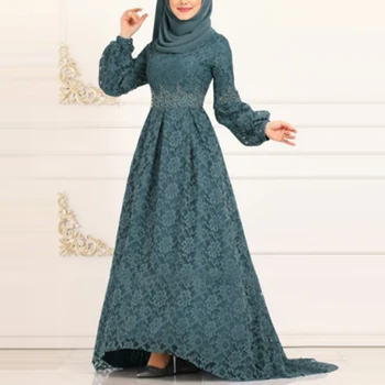 MISSJOY Arapça Abaya Kadın Parti Elbiseler bayanlar Müslüman Dantel Türk Dubai Kaftan Uzun Düzensiz Kimono İslam Giyim Islamicататьь