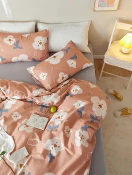 Moda pastoral çiçek yatak seti çocuk genç kız, pamuk ıkiz tam kraliçe tatlı ev tekstili çarşaf yastık kılıfı yorgan kapak