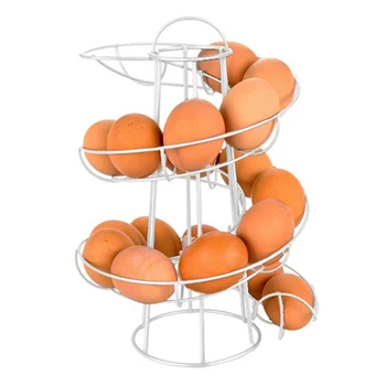 Modern Demir Spiral Yumurta Tutucu Rulo Raf Organizatör Dağıtıcı Kaleci 24 Yumurta