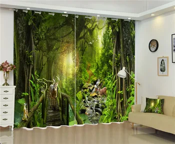 Modern Moda Sihirli orman Baskı 3D Karartma Perdeleri Yatak odası Oturma odası Otel Perdeler Cortinas Para Sala