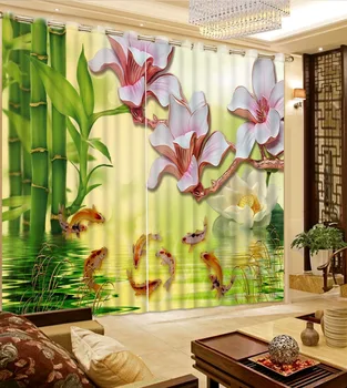 Modern pencere perdeleri oturma odası için özel pencere perdeleri mutfak için lüks Balık zengin bambu perdeler