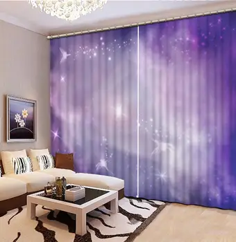 Mor Yıldız Gökyüzü perdeleri yıldız 3D Perdeleri Oturma Odası Yatak Odası Perdeler Perdeler Özel boyut karartma perdesi