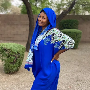 Müslüman Kaftan Afrika kadın Abaya Elbise Pamuk Baskılı Elbise Orta Doğu Namaz Elbise Gevşek Artı Boyutu Kaftan Marocain