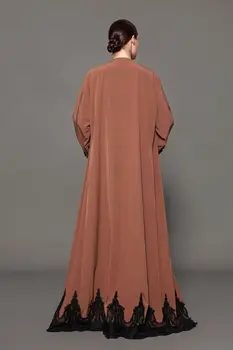 Müslüman Moda Arap Giyim Hırka Ibadet Elbise Koyu Kahverengi Büyük Boy Elbise Abaya Dubai De Moda Musulmana İslam Giyim