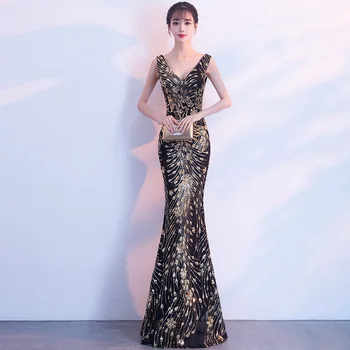 Nakış Çin Akşam Elbise Cheongsam Uzun Mermaid Oryantal Tarzı Parti Elbiseler Artı Boyutu Kadın Giyim Seksi Qipao Kız
