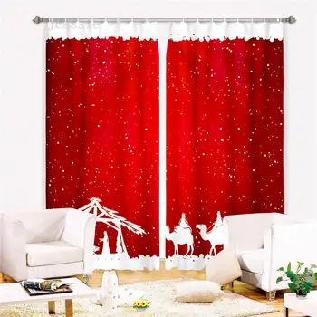 Noel Arifesi Karartma Perdeleri Oturma Odası Yetişkin Odası Yatak Odası için Modern Yumuşak Pencere Tedavi Perdeler Polyester Perde