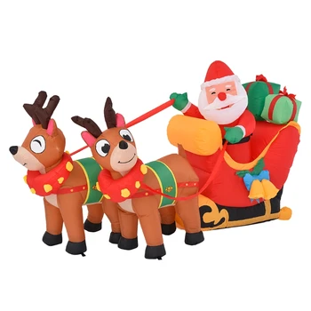 Noel Santa Elk açık Bahçe çim şişme modelleri için kızak bebek çekin