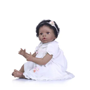NPK 22 inç yumuşak Vücut Silikon bebe reborn kız oyuncak bebekler Afrika Amerikan Bebekler Bebek için çocuk doğum günü hediyesi Noel hediyesi