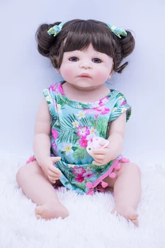NPK Reborn Bebek Bebek toksik Olmayan Bebe Boneca sert Vinil prenses Sevimli Kız 22 ınç Çocuklar Için en ıyi doğum günü hediyesi oyun banyo oyuncak